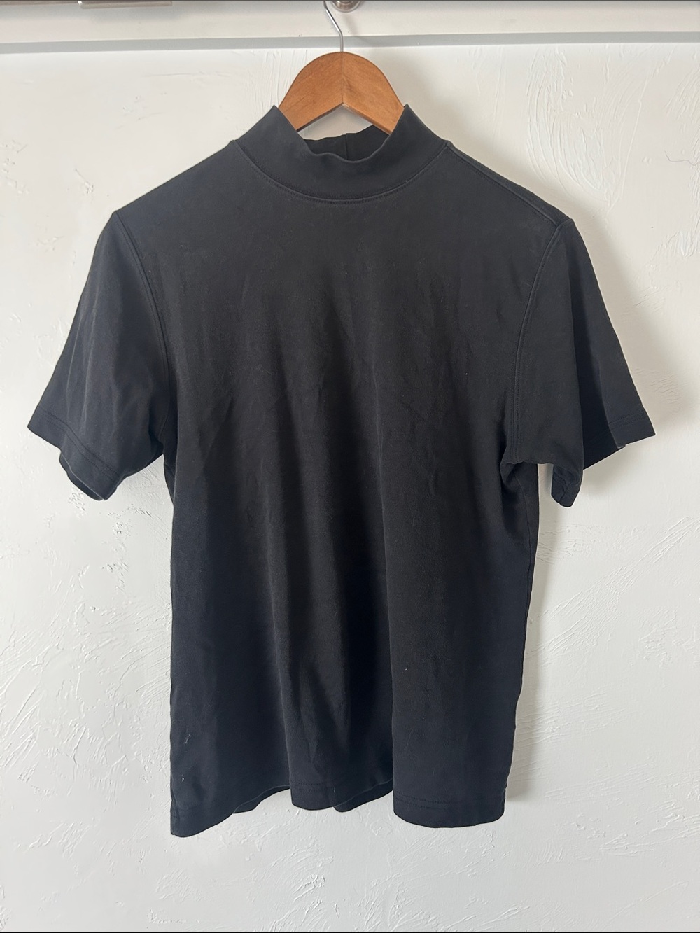 Black mock neck tee